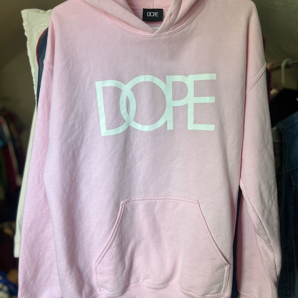 DOPE Light Pink Hoodie with White Logo